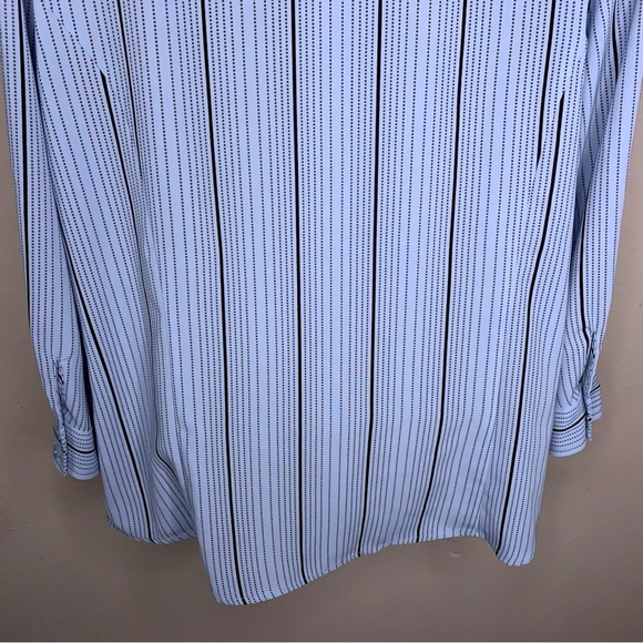 Large Covington Pastel Blue Black Striped Button Up Shirt Womens - Picture 3 of 12